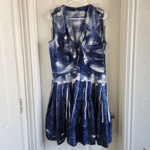 Tommy Hilfiger Sleeveless V Neck Artsy Printed Pleated Dress Size 10